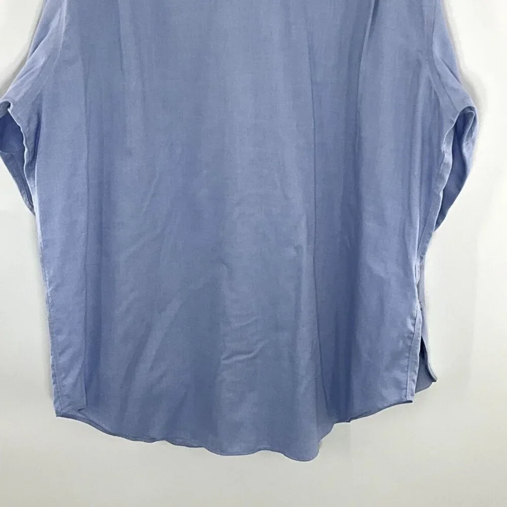 Polo Ralph Lauren Shirt Men 17 Blue 100% Cotton Long‎ Sleeve Button Non Iron